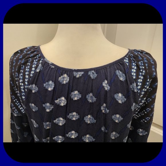 TRIBAL JEANS || Blue Boho Raglan Sleeve Top (SIZE M) - Picture 6 of 10